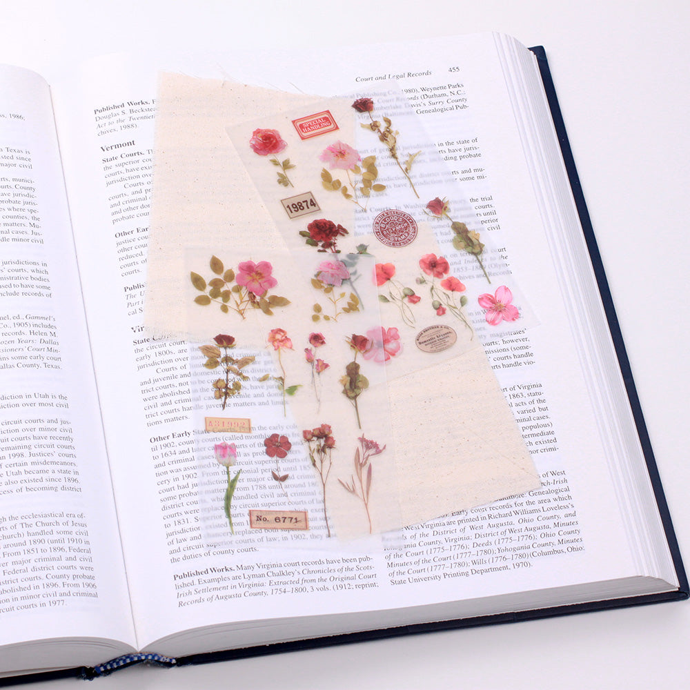 Pink Rub-on Stickers with Linen Fabric