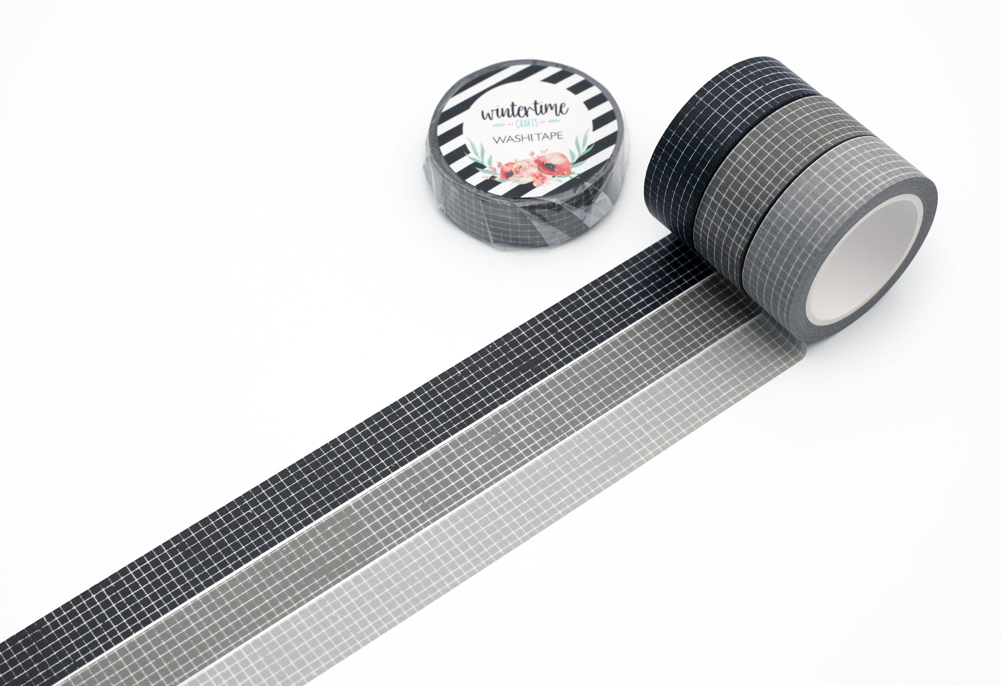 Grey and black distressed grid tapes