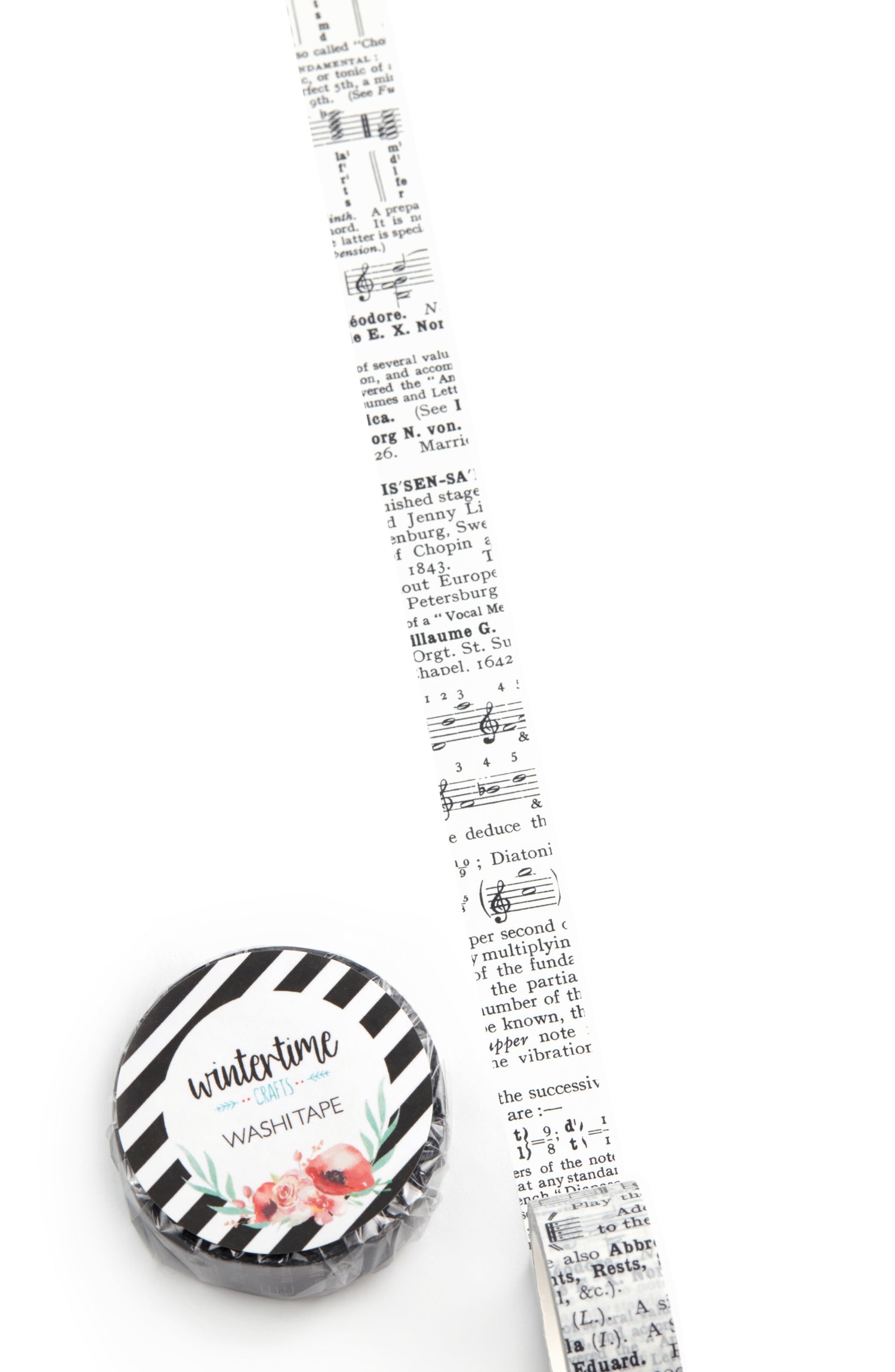 Vintage music dictionary washi tape in white
