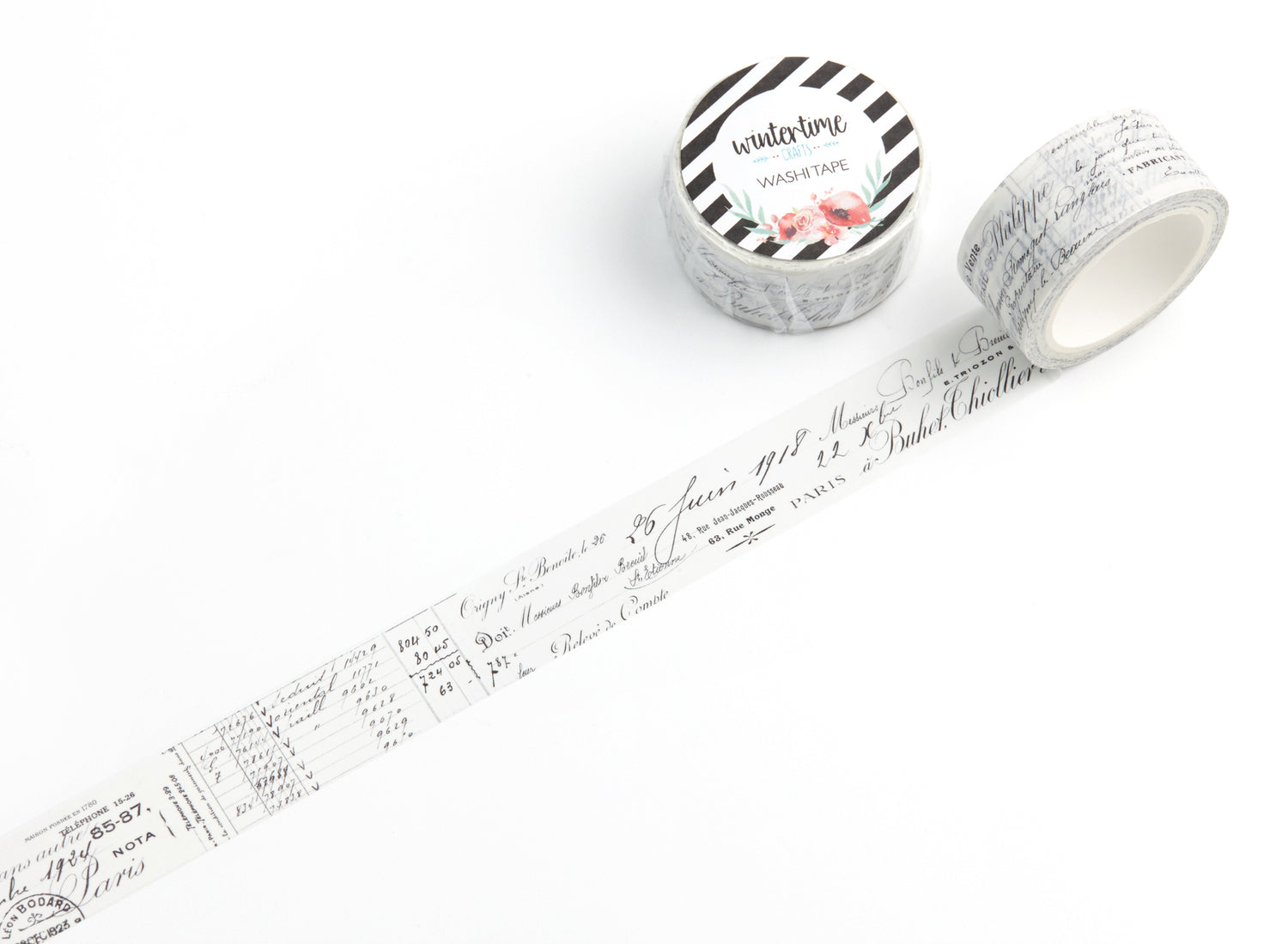 Vintage French receipts on white background