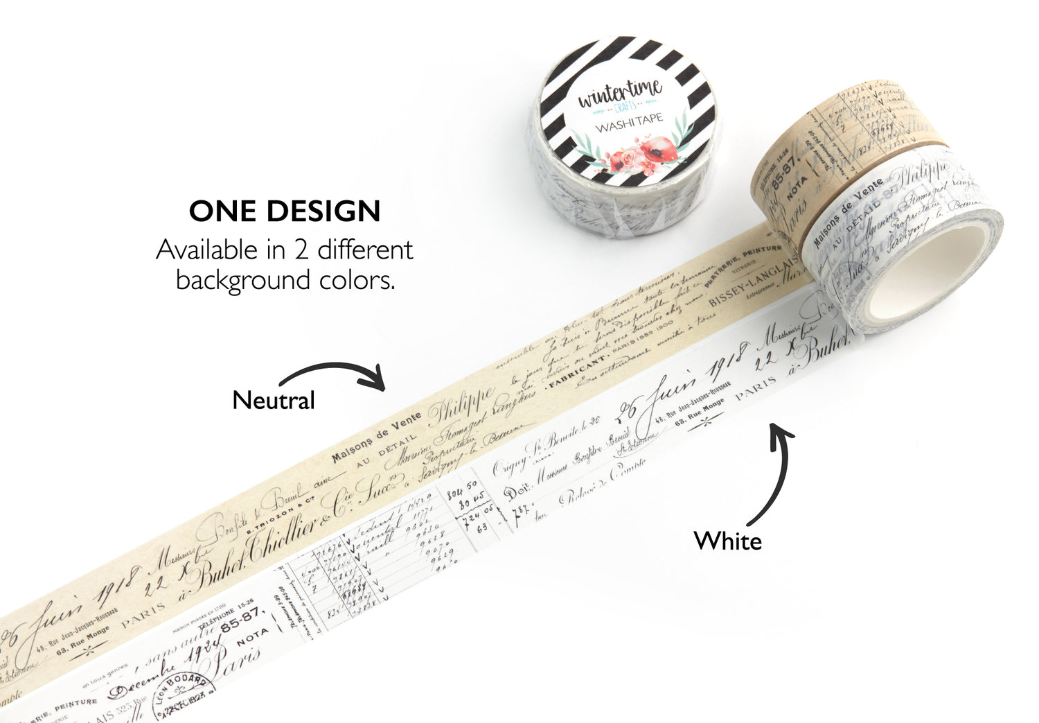 Vintage French receipts washi tape