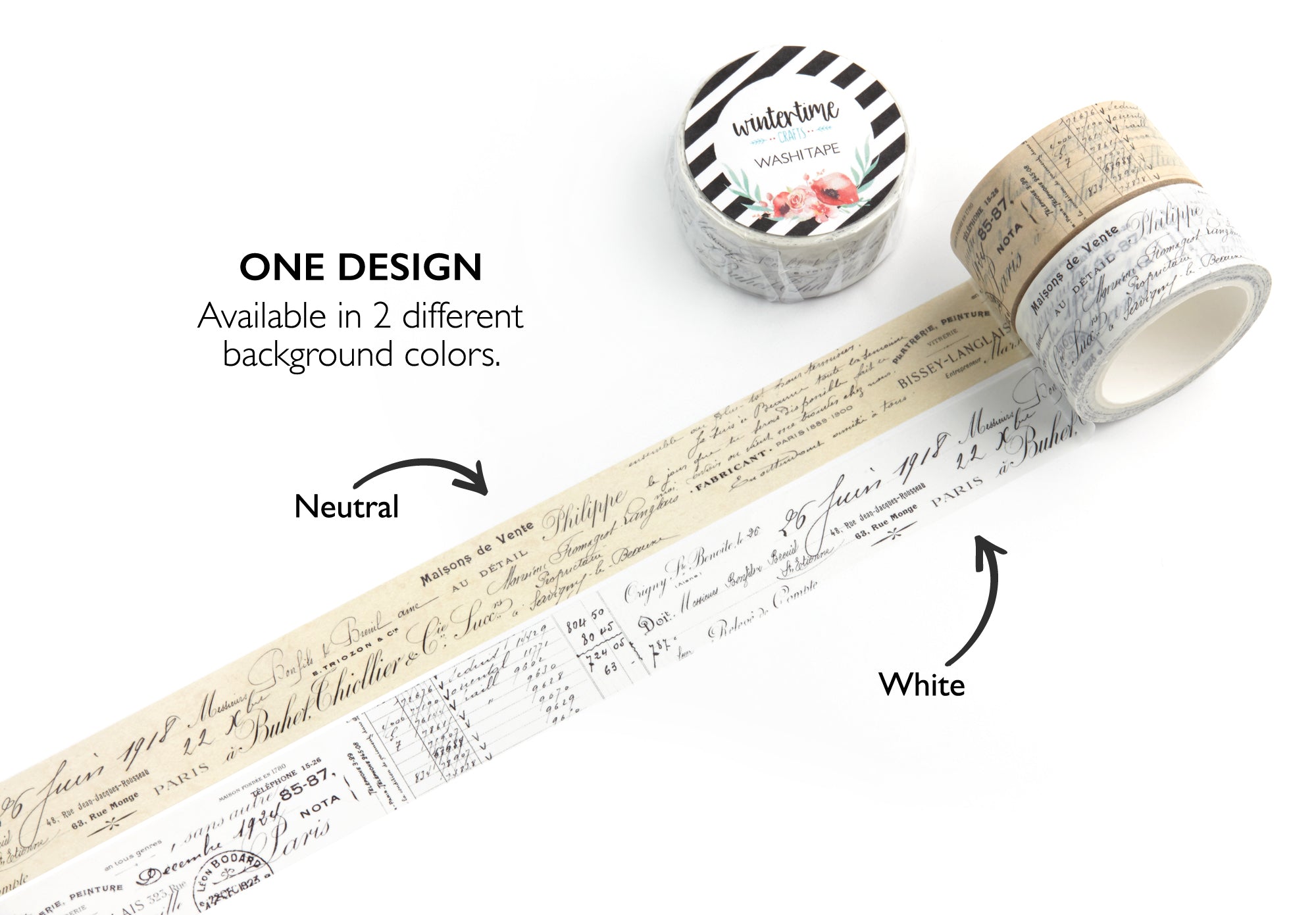 Vintage French receipts washi tape