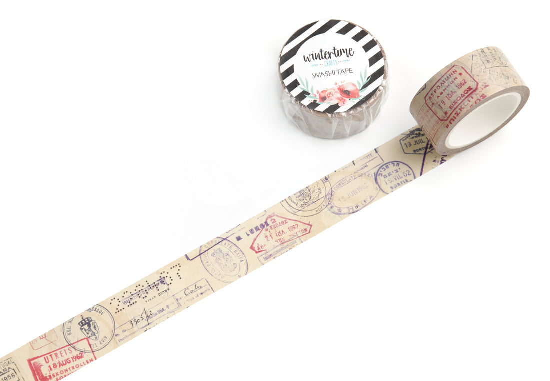 Vintage passport stamps washi tape