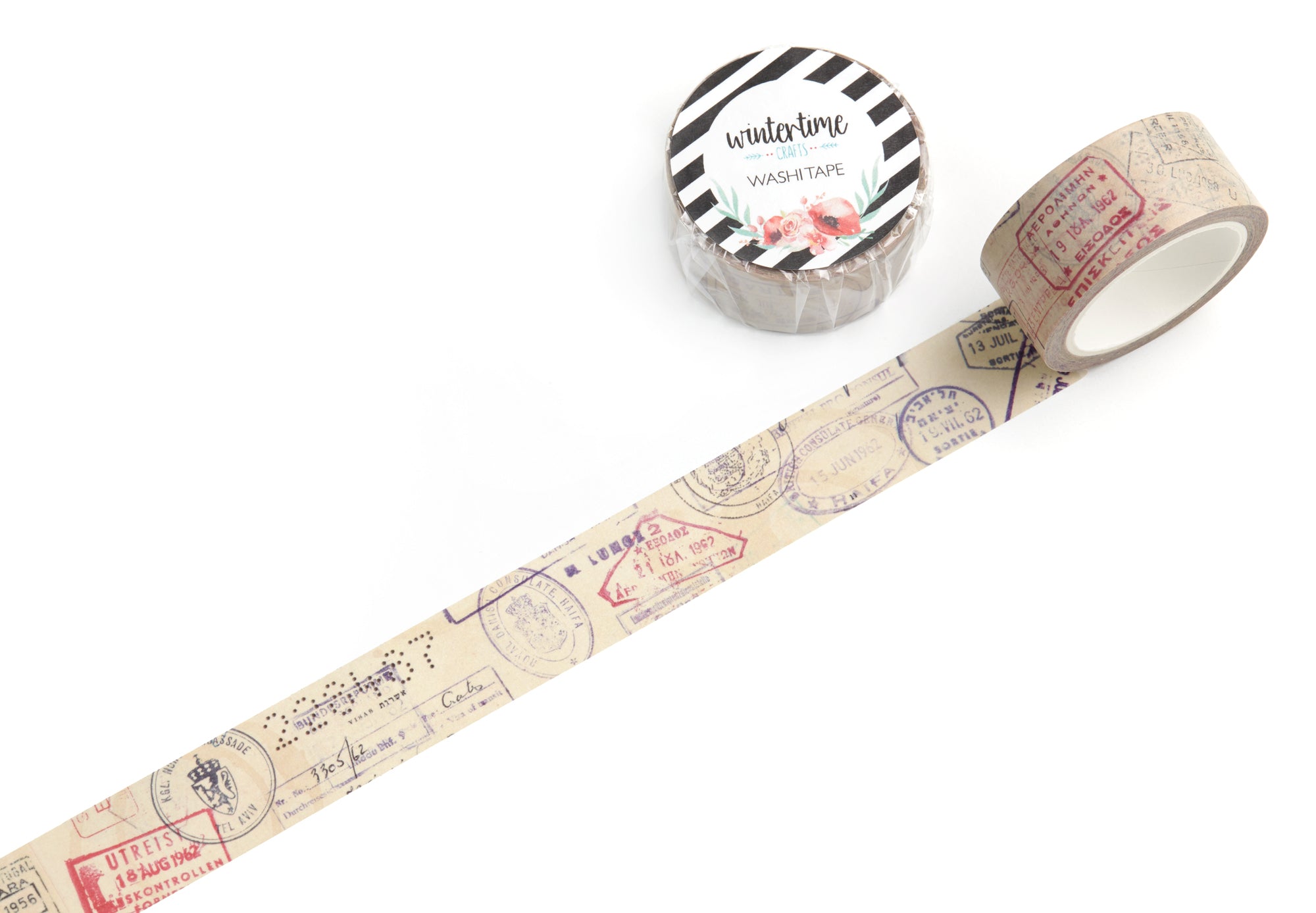 Vintage passport stamps washi tape