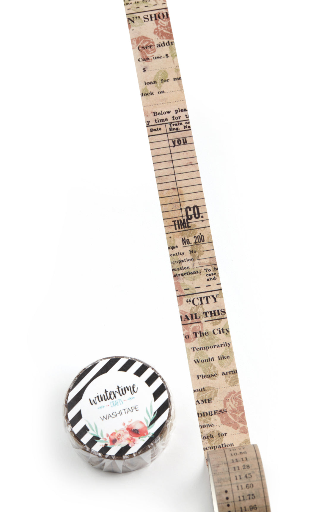 Collage style washi tape with faded red roses