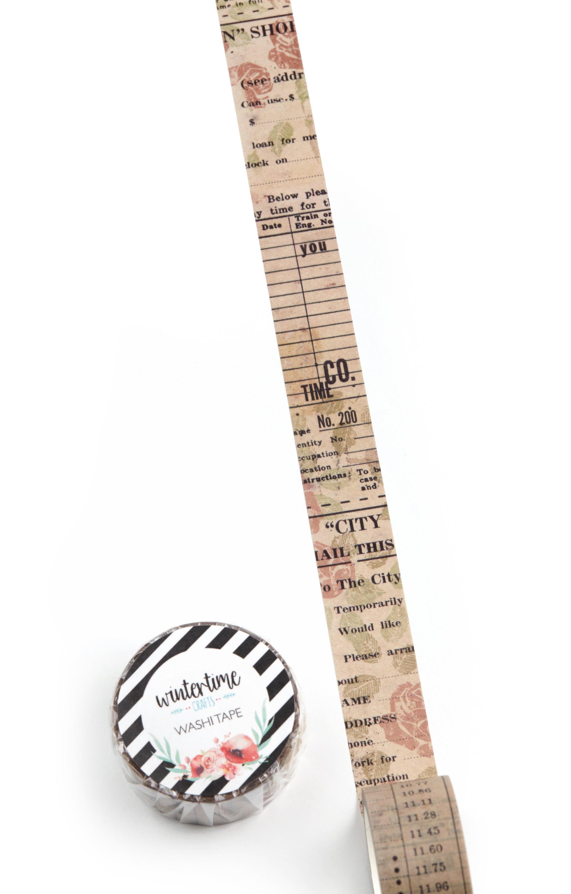 Collage style washi tape with faded red roses