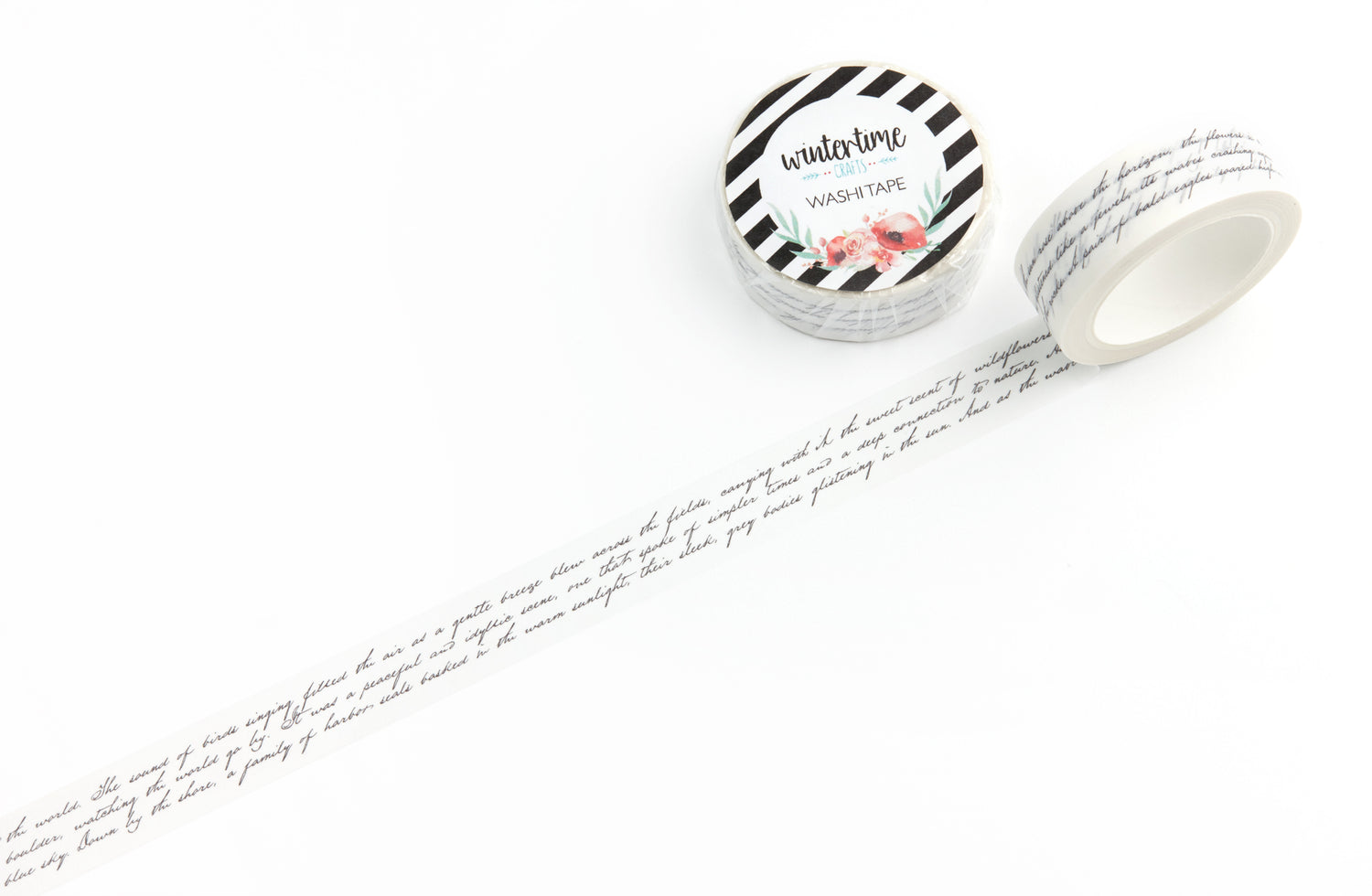Elegant script text washi tape