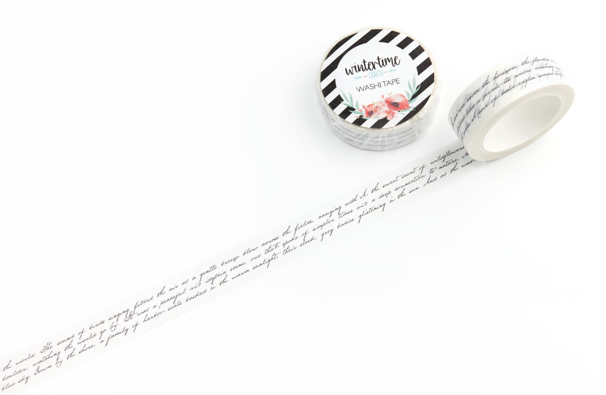 Elegant script text washi tape