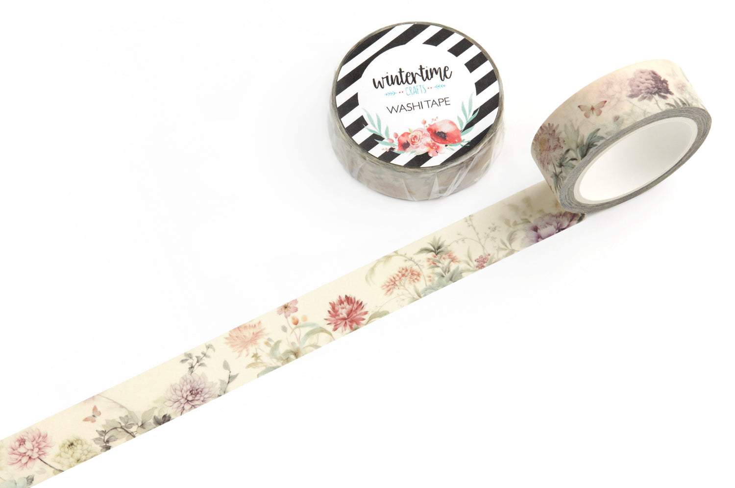 Floral drawings with butterflies washi tape