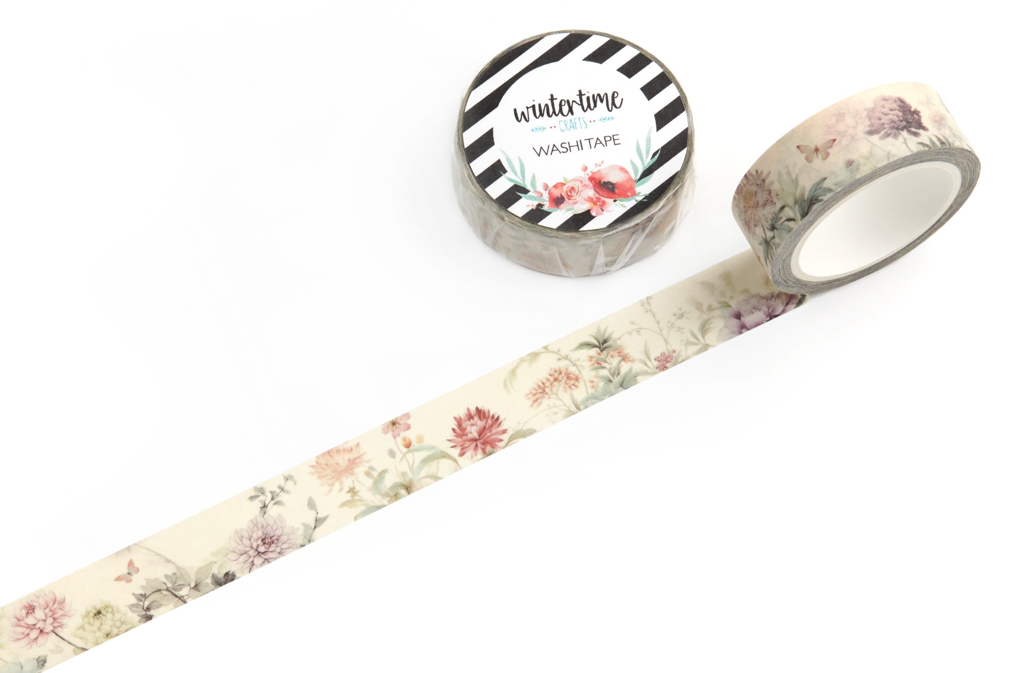 Floral drawings with butterflies washi tape