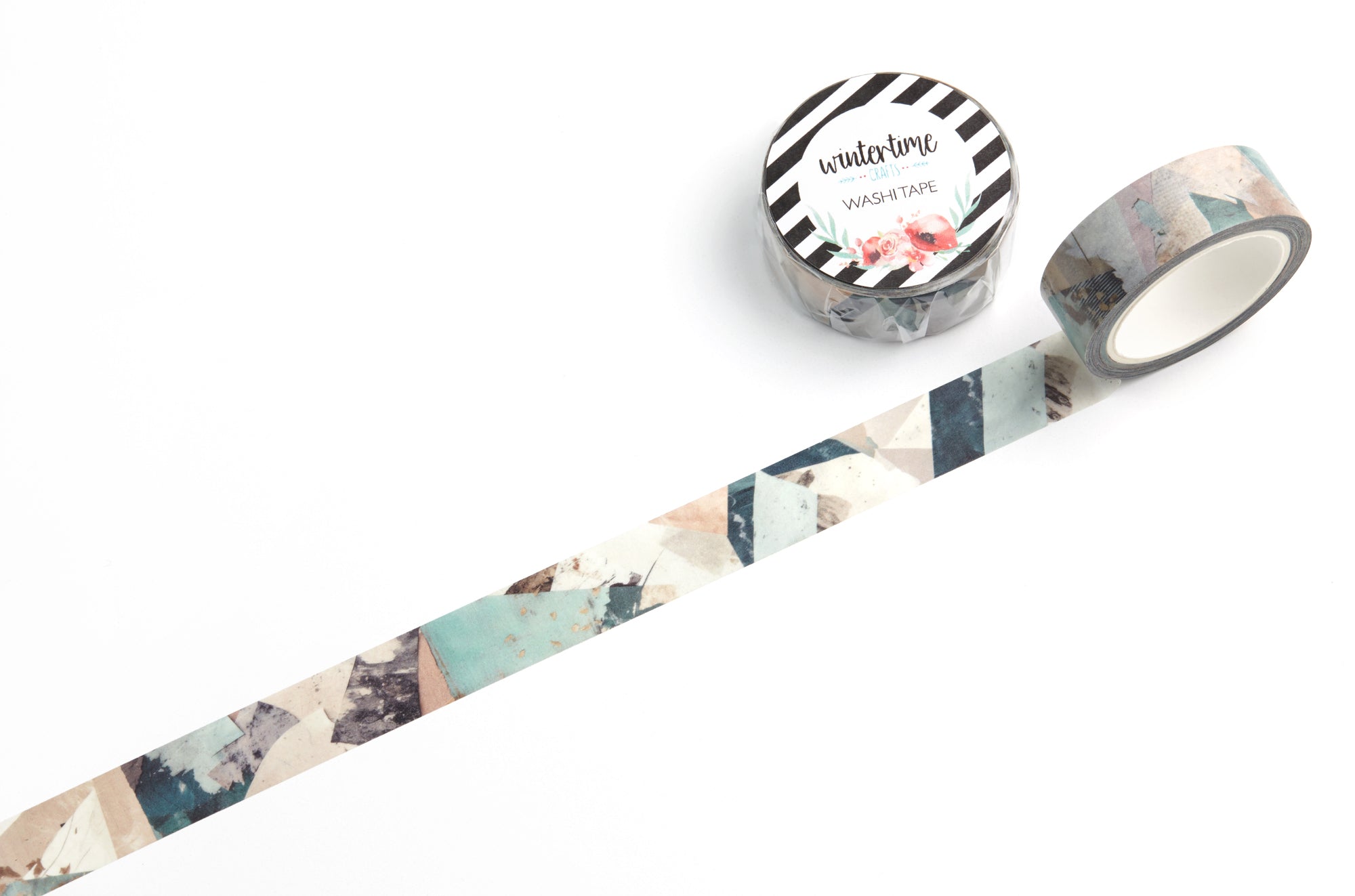 Pastel paper collage and texture washi tape