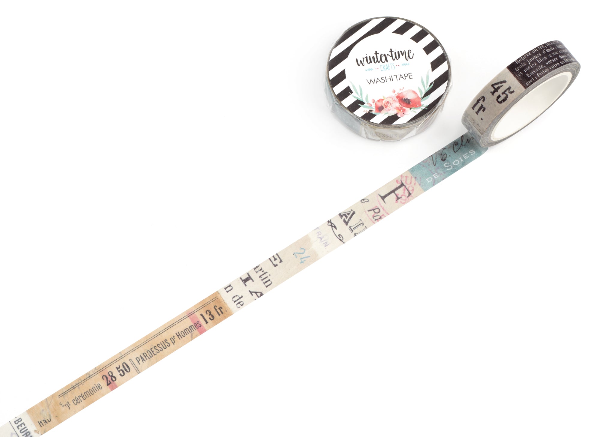 Vintage collage slim washi tape