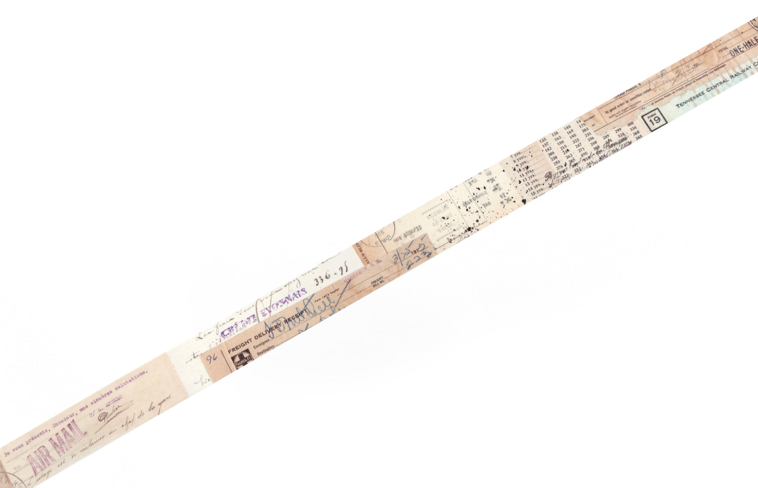 Vintage papers with ink splatter washi tape