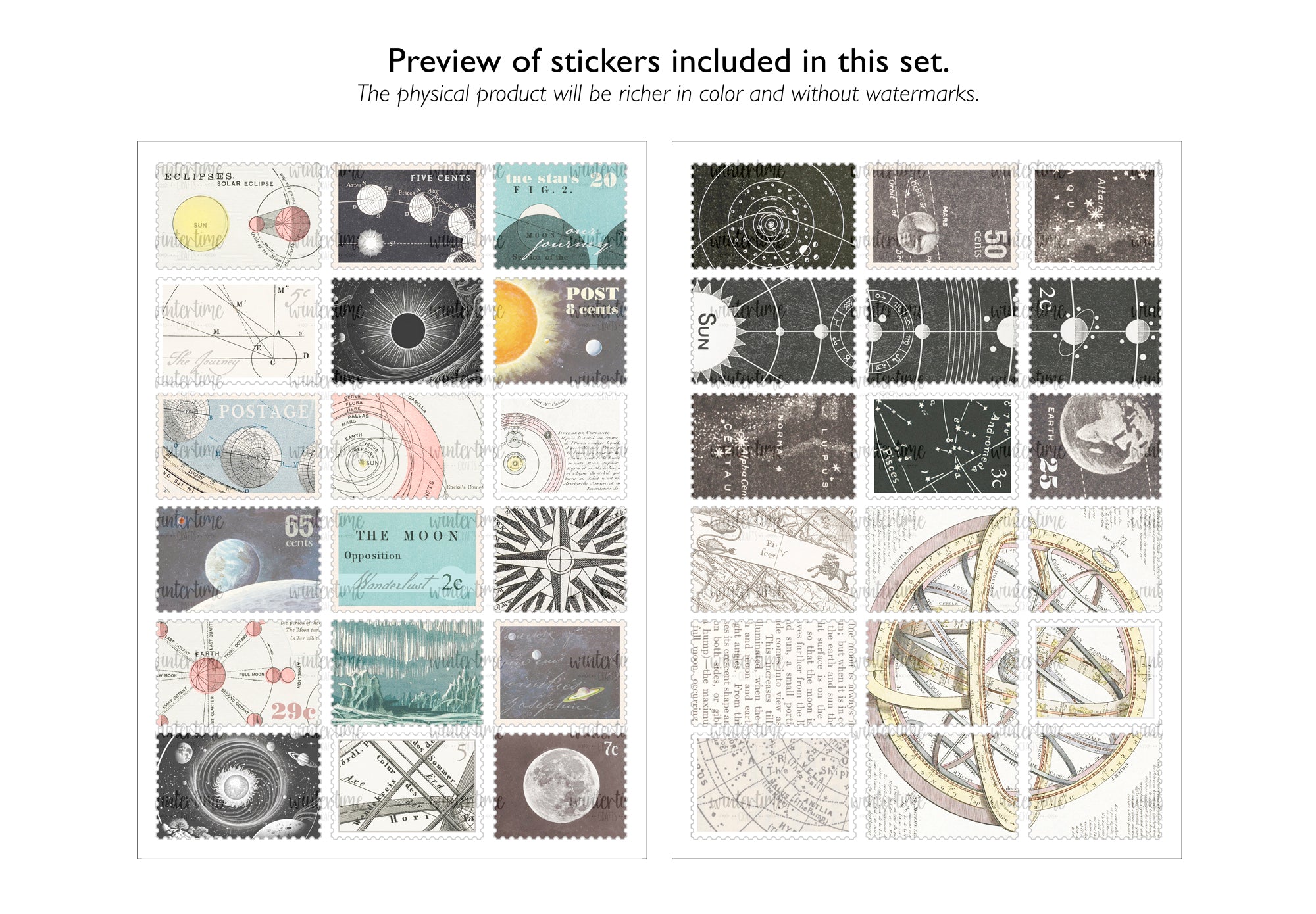 Astronomy Stamps Sticker Set