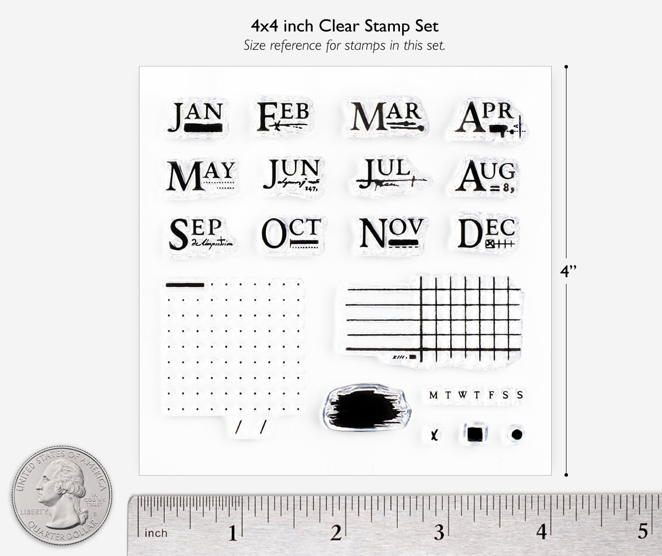 Monthly Notes Clear Stamps