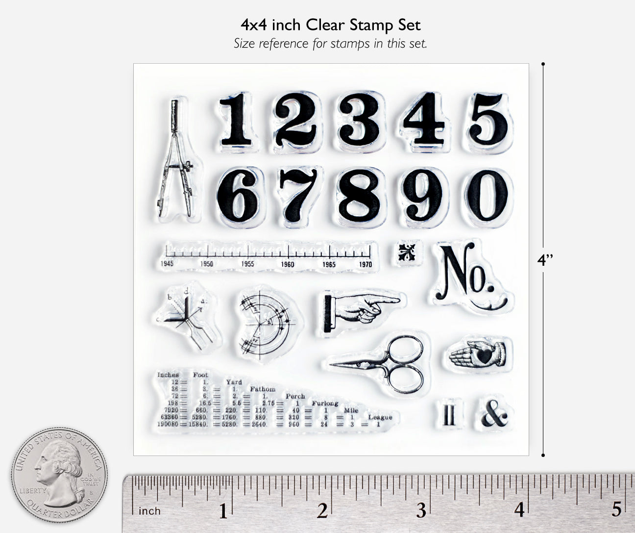 Vintage Numbers Clear Stamps