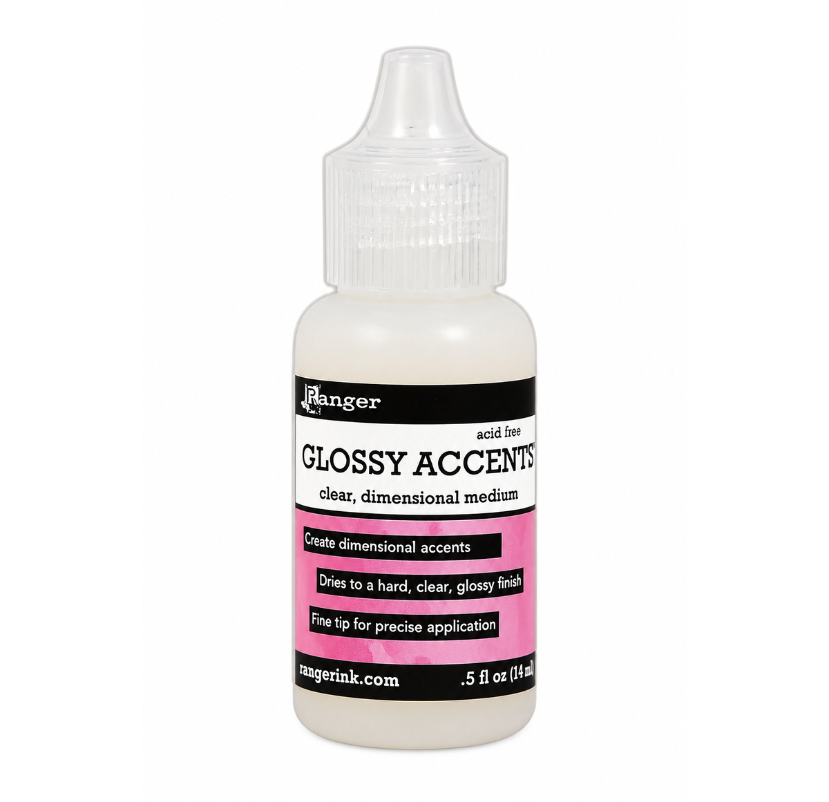 A bottle of Ranger Glossy Accents acrylic paint in the shade &