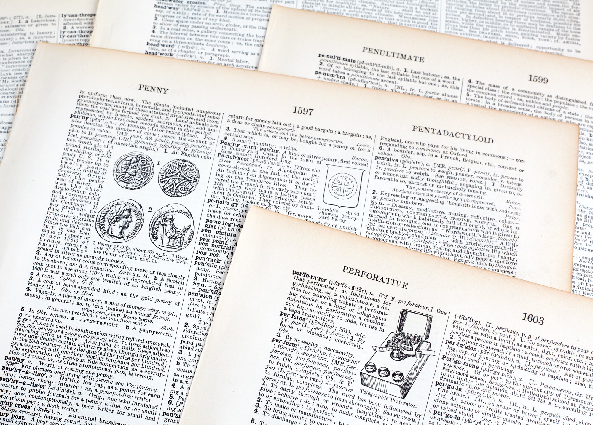 Old Dictionary Sticker Sheets