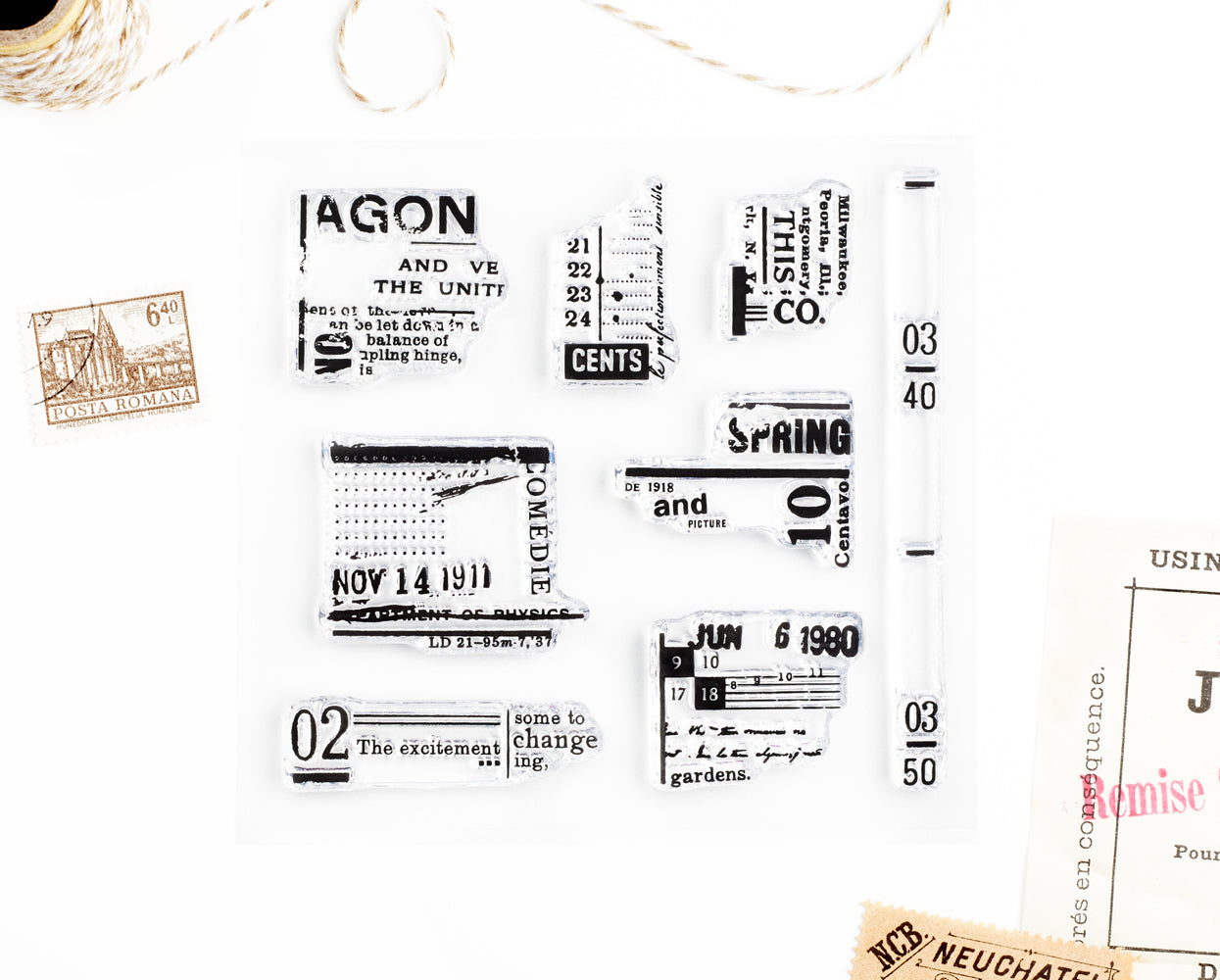 Distressed vintage stamp set