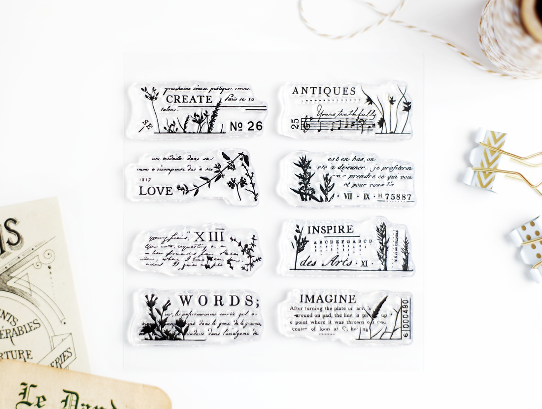 Floral words clear stamps