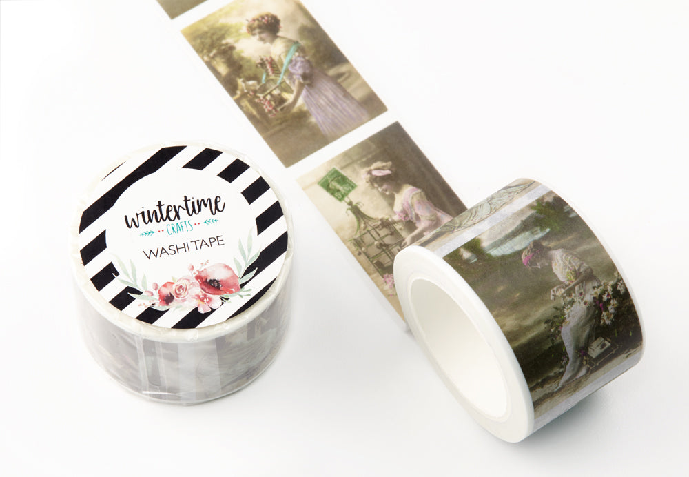 Edwardian ladies tinted postcard washi tape