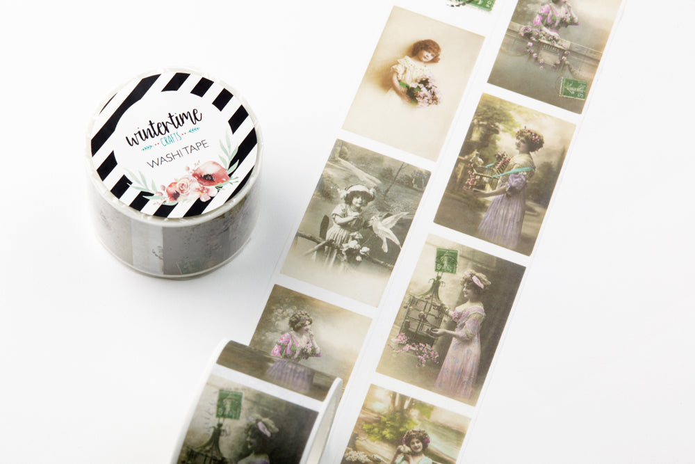 Edwardian children tinted postcard tape