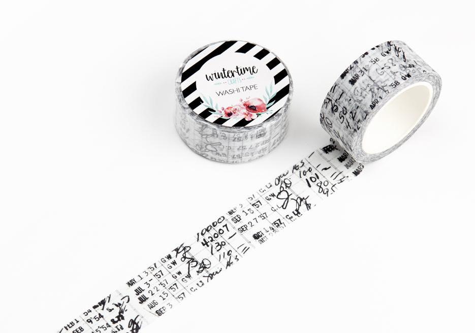 Antique vintage ledger with handwritten numbers washi tape