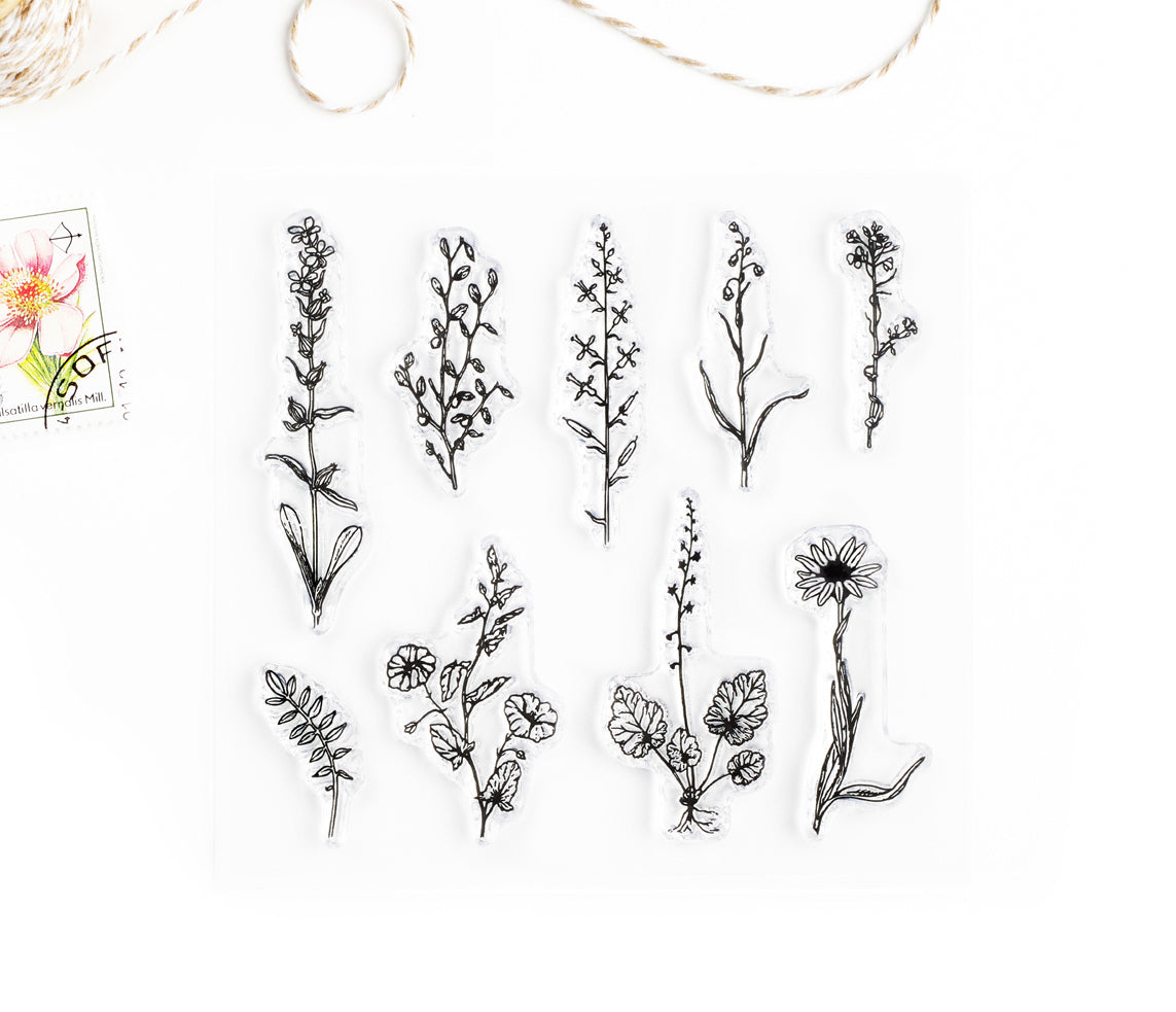 Vintage flower decorative stamp set