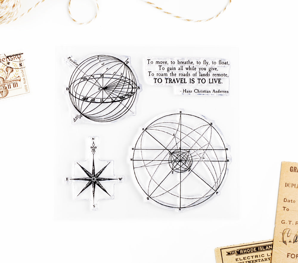 Travel the word clear stamps
