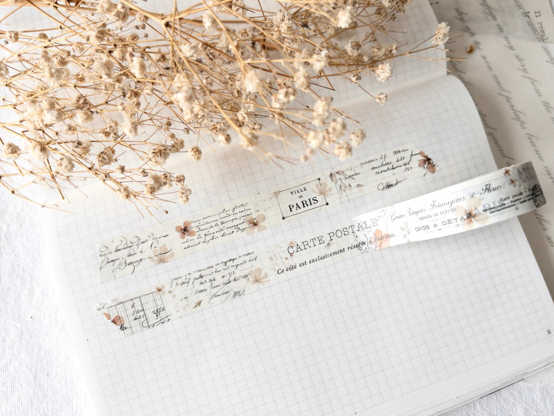 Decorative washi tape with vintage details and flowers