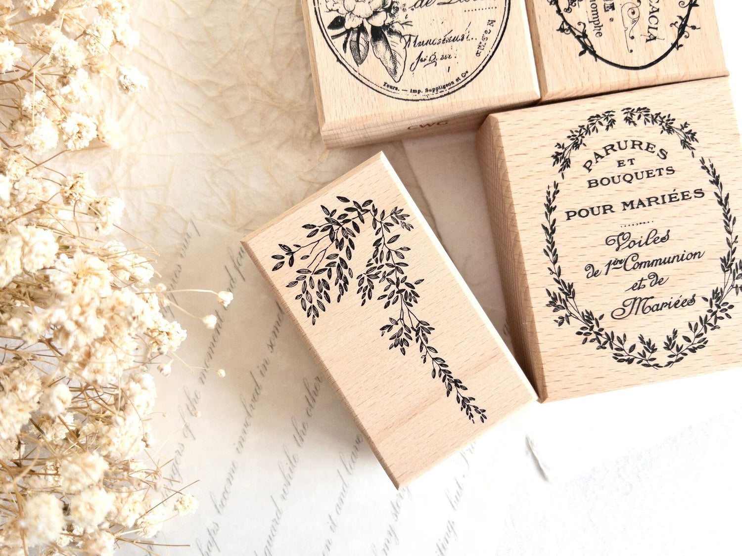 Vintage French Labels Rubber Stamp Set