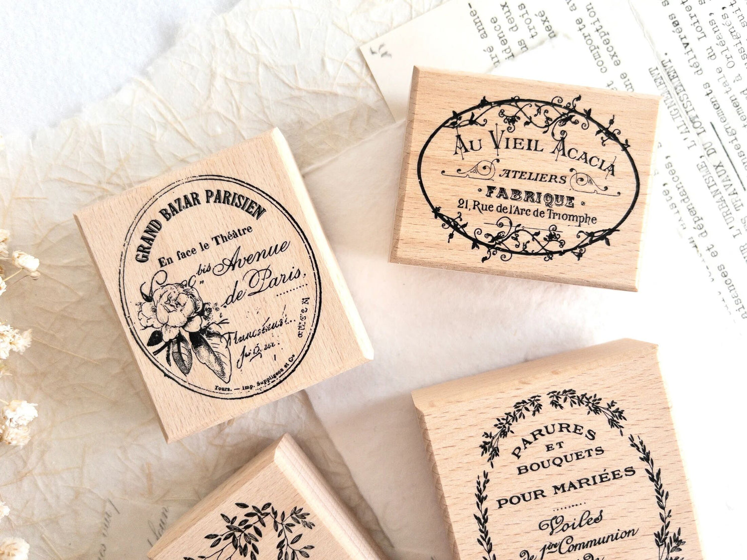 Vintage French Labels Rubber Stamp Set