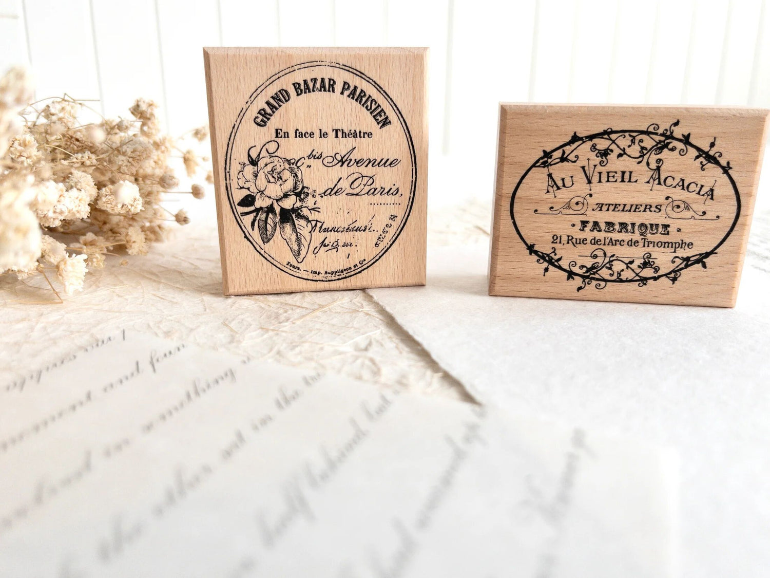 Vintage French Labels Rubber Stamp Set