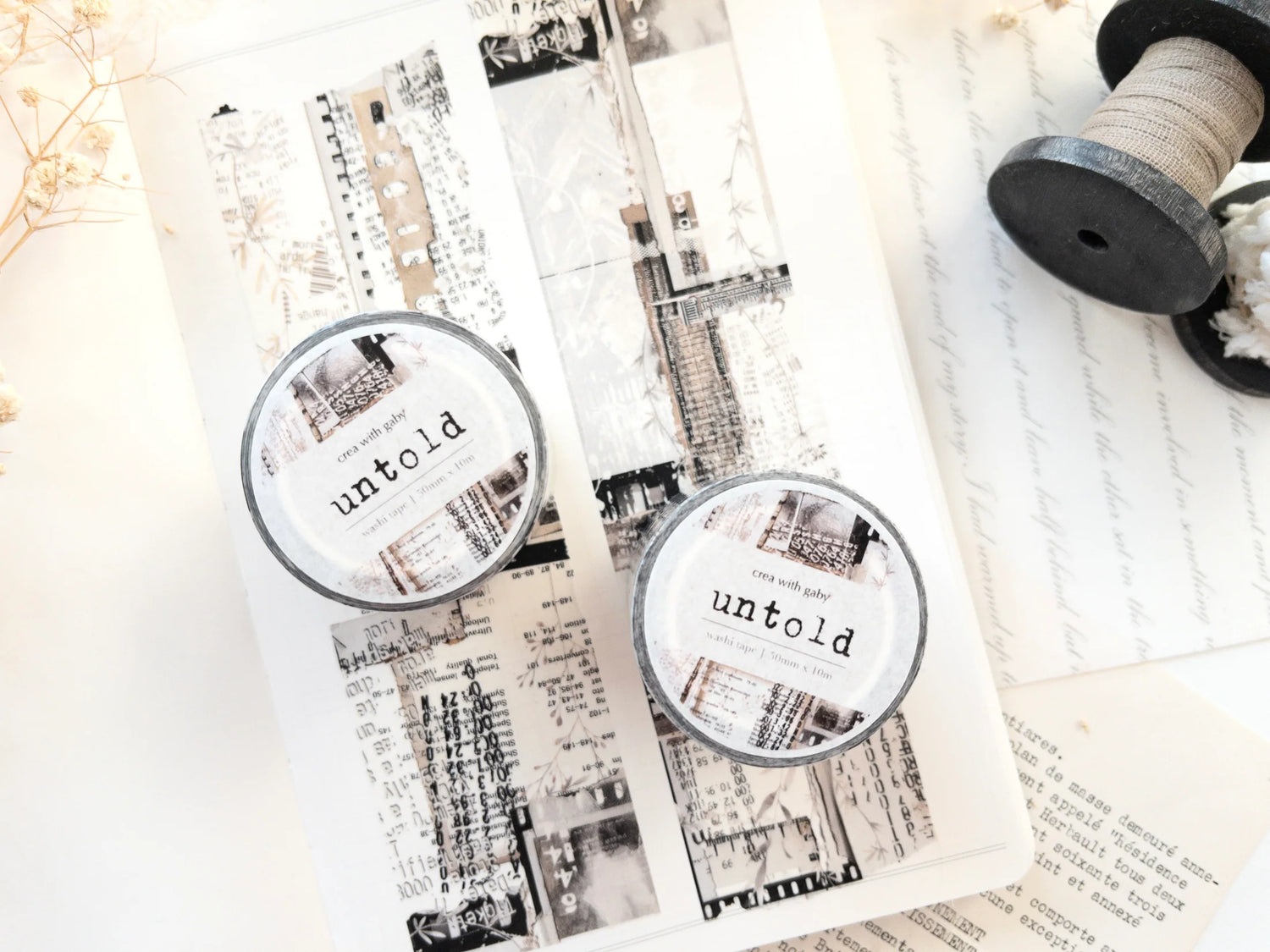 Two rolls of washi tape with a distressed grungy look