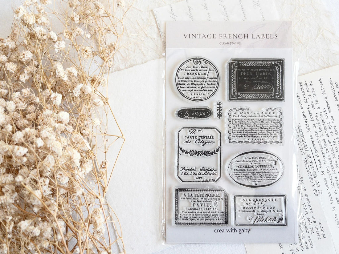 Vintage French Labels Clear Stamp Set