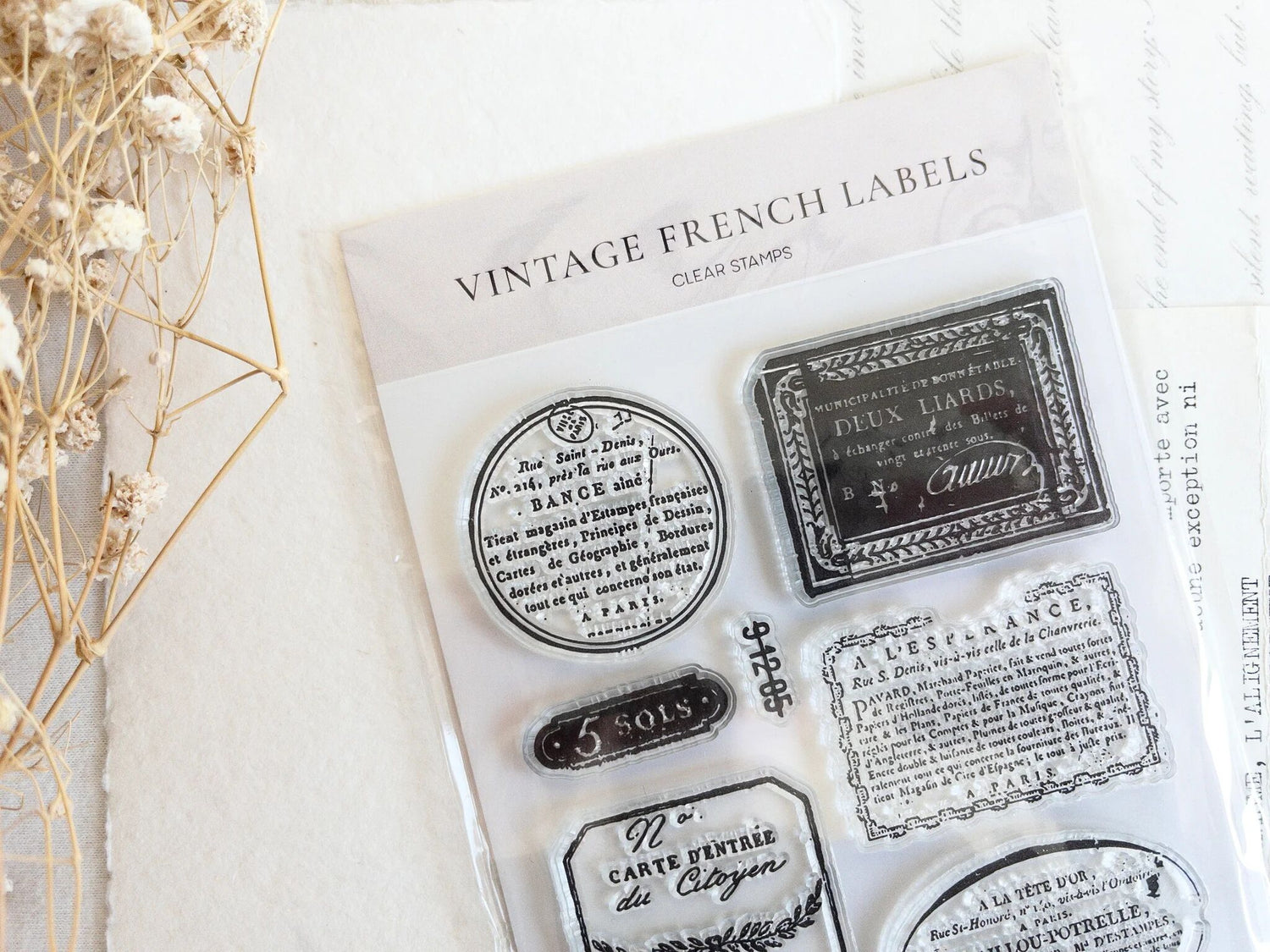 Vintage French Labels Clear Stamp Set