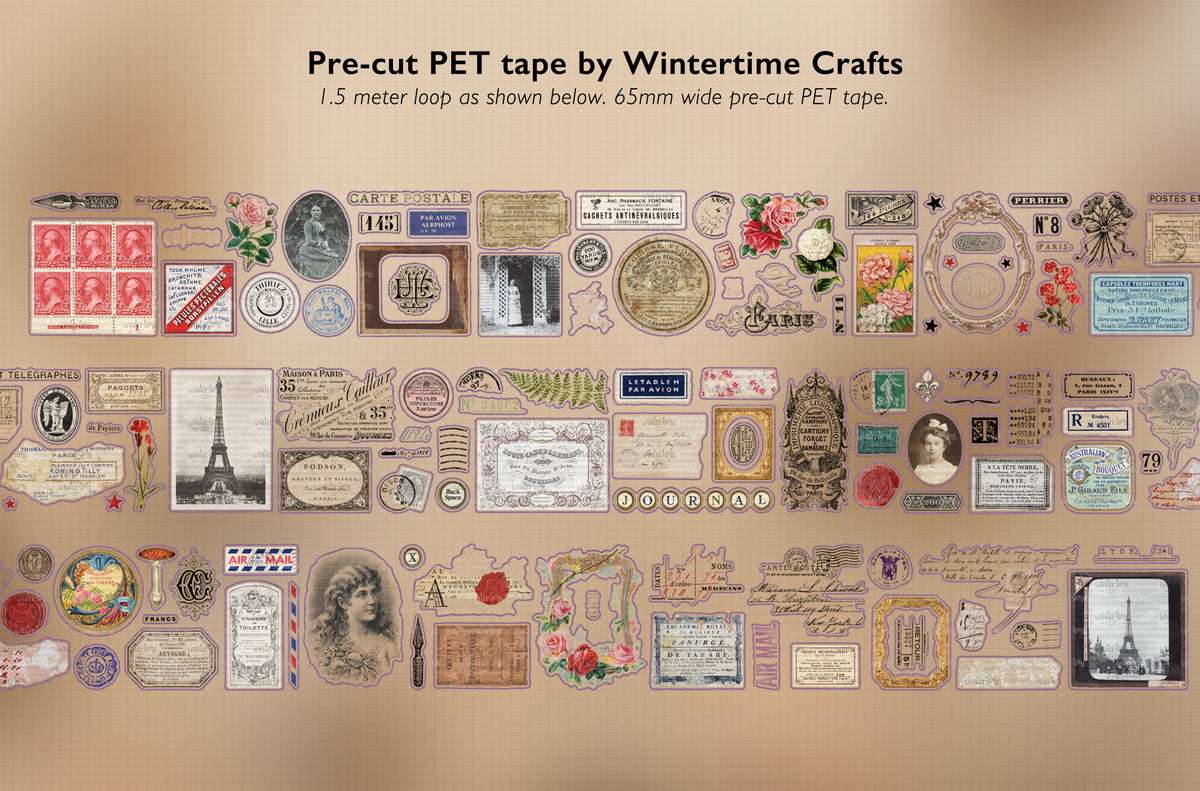 Preview of the stickers included with the French Ephemera pre-cut PET tape.