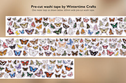 Preview of the pre-cut butterflies included in the Butterflies washi tape by Wintertime Crafts.