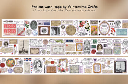 Preview of pre-cut stickers included with the French Ephemera washi tape.