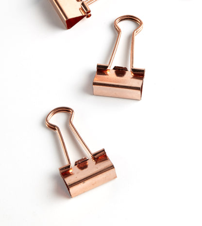 Perfectly Imperfect: 30 Small Rose Gold Binder Clips + Acrylic Box