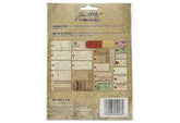 Back of a Tim Holtz Idea-Ology journaling scrapbook set featuring salvaged vintage paper tags.