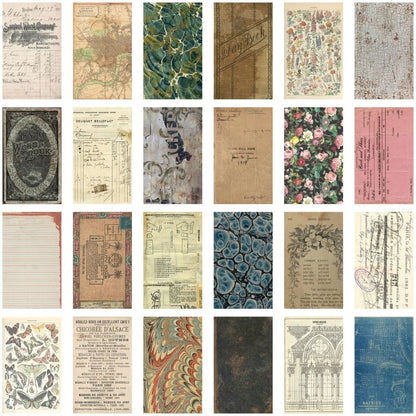 Collage of various vintage paper textures and designs.