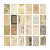 A grid of aged paper sample views showing various vintage sheets included in the paper pack.