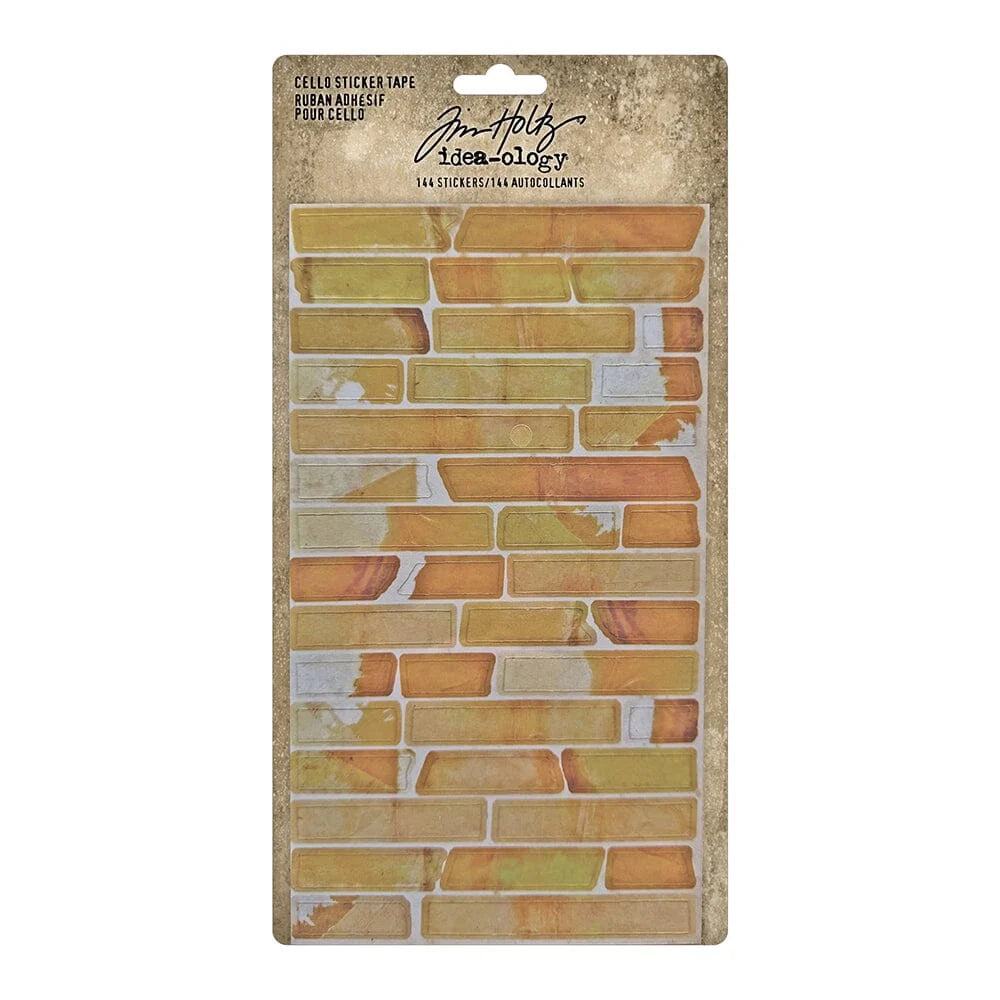 Tim Holtz sticker set featuring pre-cut clear yellow tape, presented on its original backing card against a white background.