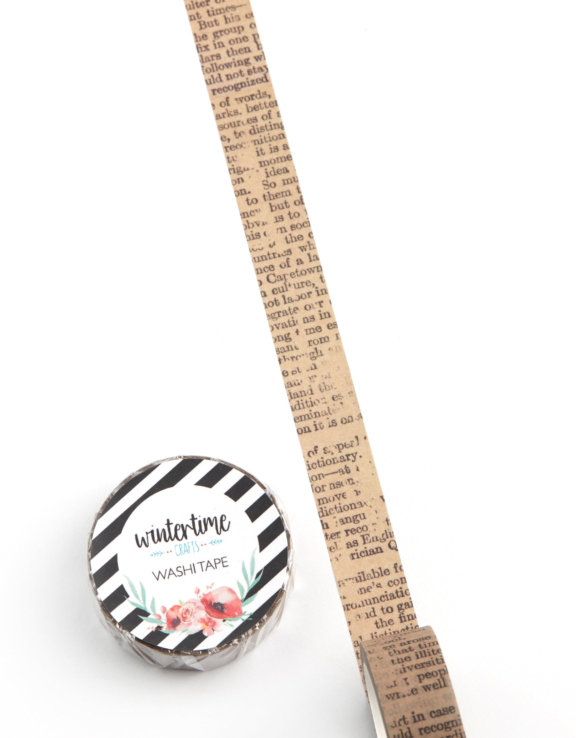 Distressed text brown washi tape