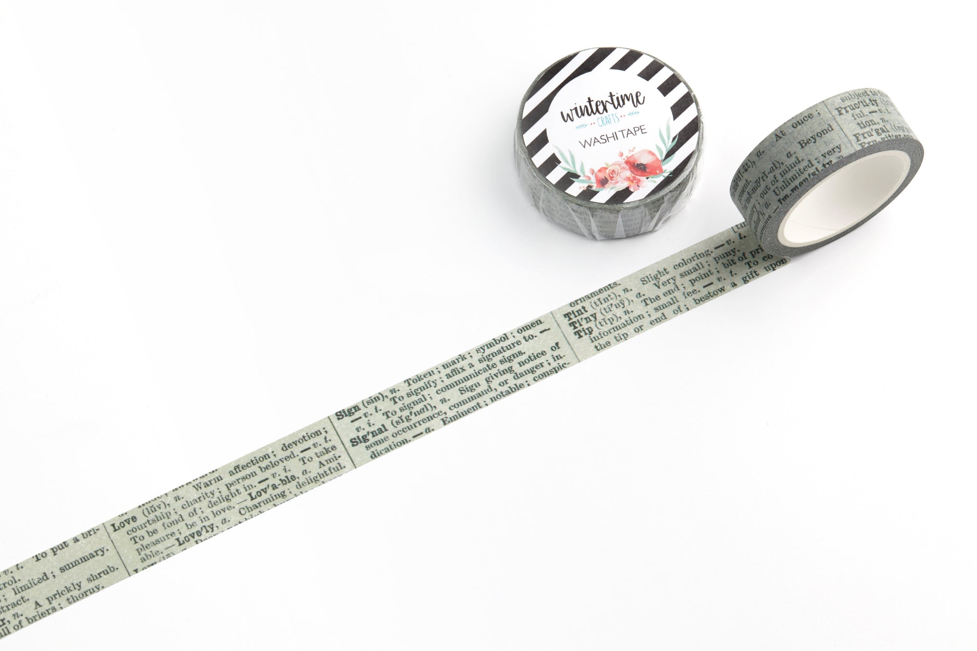Dusty green dictionary words washi tape