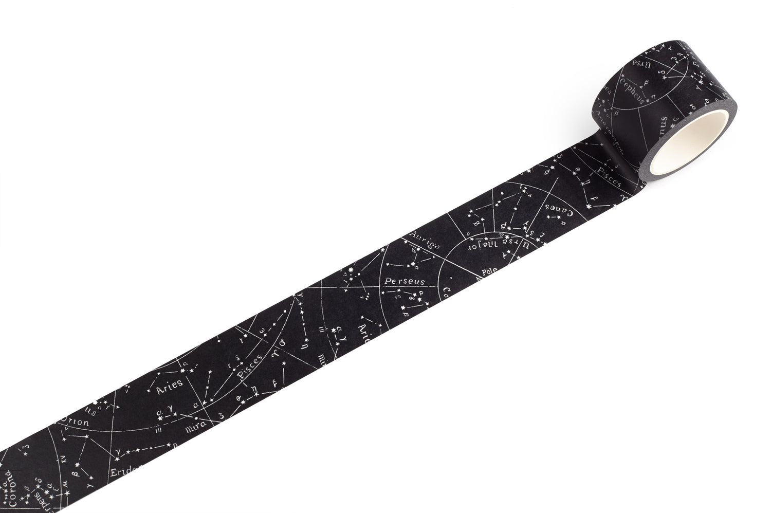 Roll of tape with star constellation pattern on a white background