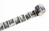 Roll of tape with black and white landscape images from Yosemite on a white background