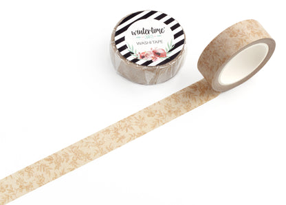 Decorative washi tape with floral design on a white background