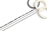 Black and white ultra slim border washi tapes on a white background